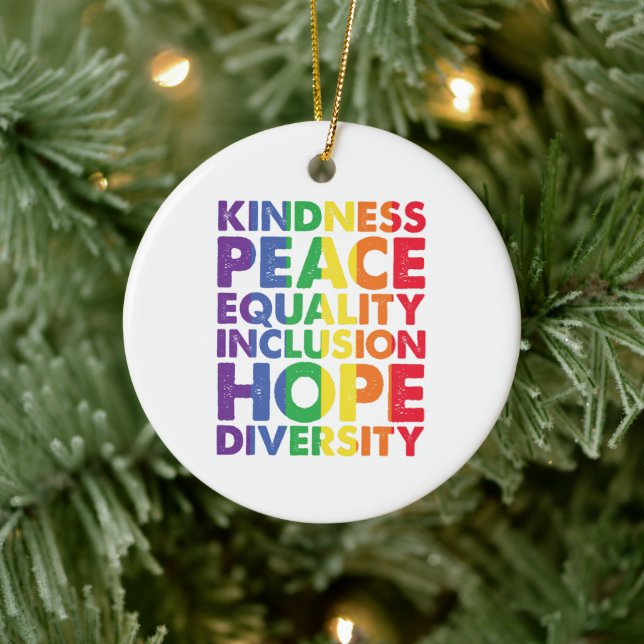 Décoration En Céramique Kindness Peace Equality Love Inclusion Hope LGBT (Arbre)