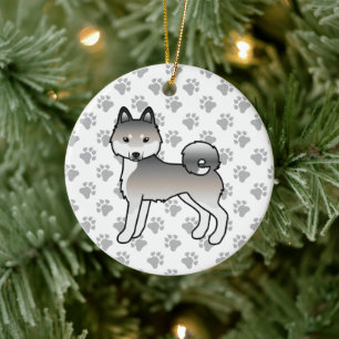 Décoration En Céramique Klee Kai d'Alaska gris et blanc Chien de dessin an