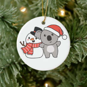 Décoration En Céramique Koala Avec Snowman En Hiver Pour La Céramique De N