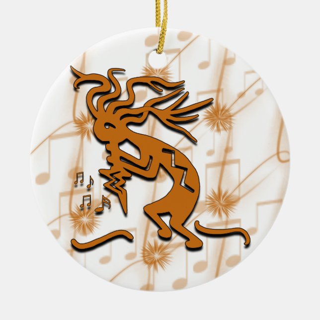 Décoration En Céramique Kokopelli avec les notes musicales (Devant)
