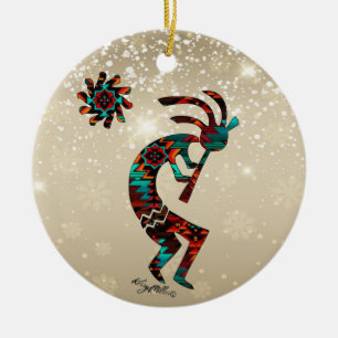 DÉCORATION EN CÉRAMIQUE KOKOPÉLLI JOUANT À L'ORNAMENT CÉRAMIQUE FLUTE