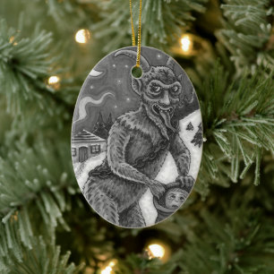DÉCORATION EN CÉRAMIQUE KRAMPUS & ENFANTS MÉCHANTS, HISTOIRE DE NOËL EFFRA