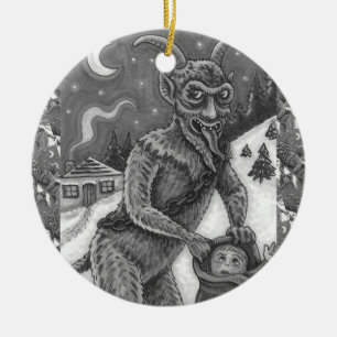 DÉCORATION EN CÉRAMIQUE KRAMPUS & ENFANTS NAUGHTY, HISTOIRE DE NOËL CRAYAN