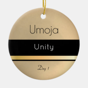 Décoration En Céramique Kwanzaa Umoja Gold Black White Day 1