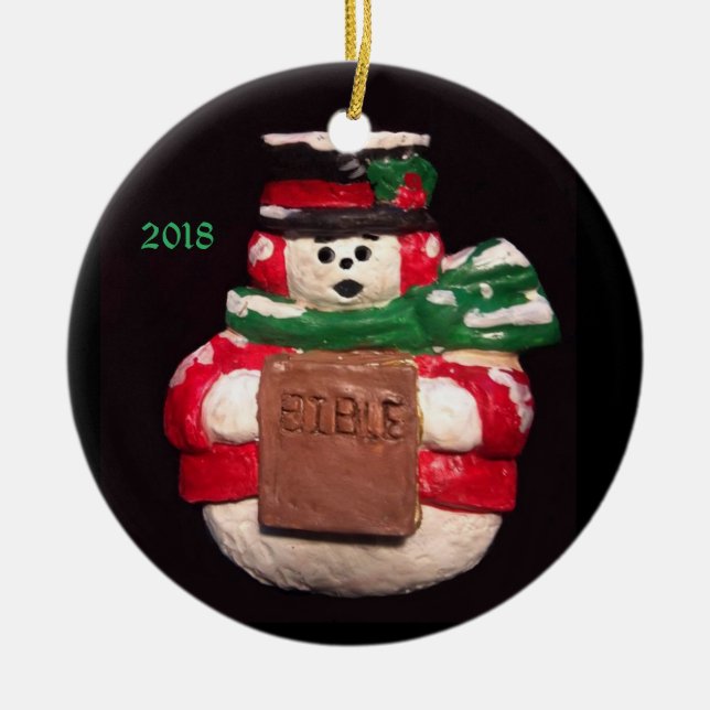 DÉCORATION EN CÉRAMIQUE LA BIBLE SNOWMAN 2018 COLLECTIBLE ORNAMENT (Devant)