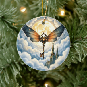 Décoration En Céramique La Clé de l'Éternité – Ailes Steampunk
