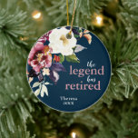 Décoration En Céramique La Légende A Retraité Personnalisé Élégant Floral<br><div class="desc">La Légende A Retraité Personnalisé Élégant Ornement Floral En Céramique. Personnalisez avec vos informations personnalisées à l'avant et à l'arrière.</div>