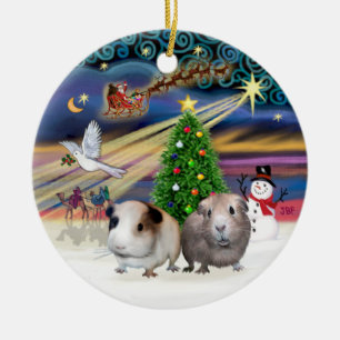 Décoration En Céramique La magie de Noël - Deux cochons de Guinée
