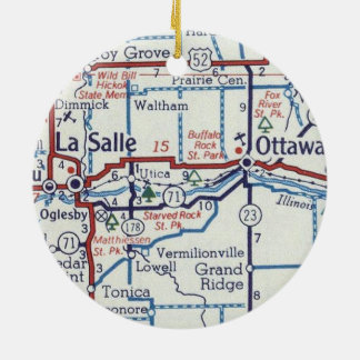 Décoration En Céramique La Salle et Ottawa Illinois Carte Vintage