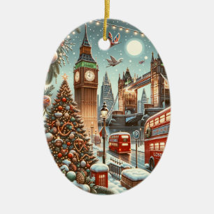Décoration En Céramique La splendeur festive de Londres - Carte de Noël vi