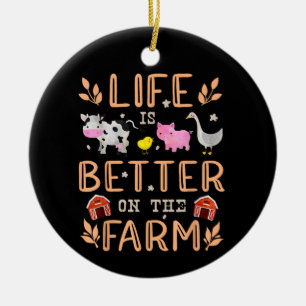 Décoration En Céramique La vie est meilleure à la ferme Animaux mignons Fe
