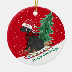 Décoration En Céramique Labradoodé personnalisé Roue à neige de Noël