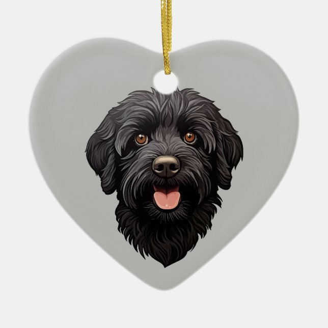 Décoration En Céramique Labradoodle Chien noir (Devant)