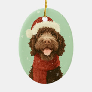 Décoration En Céramique Labradoodle Chocolat Souvenir de Fêtes