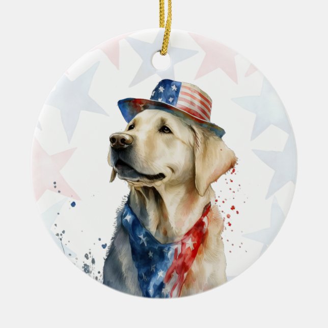 Décoration En Céramique Labrador Dog, 4th of july Personalized (Devant)
