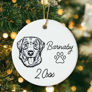 Décoration En Céramique Labrador Retriever Chien Nom Personnalisé & Année 