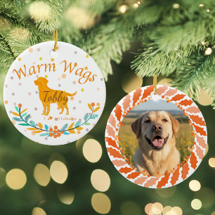 Décoration En Céramique Labrador Retriever Noël Orange Pastel Personnalisé