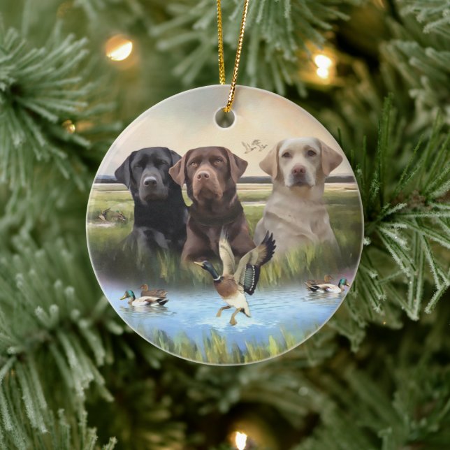 Décoration En Céramique Labrador Retrievers, (Chiens de chasse)  (Arbre)