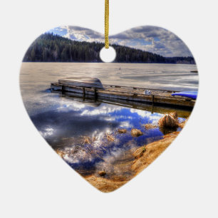 Décoration En Céramique Lac d'hiver et paysage sauvage de Kayak