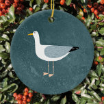Décoration En Céramique Lac Seagull<br><div class="desc">A cheeky seagull standing by the deep green ocean. Perfect pour la belle qui aime la sassy birds and the coast.</div>