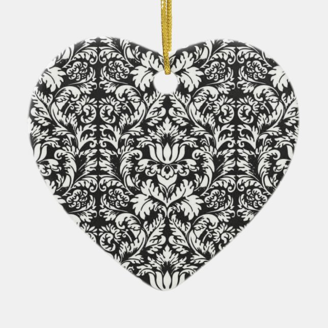 Décoration En Céramique Lace noir blanc Damas Brocade (Devant)