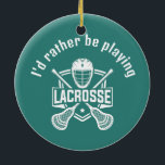 Décoration En Céramique Lacrosse Design<br><div class="desc">Lacrosse Design Ceramic Ornament with customizable text and hat color.</div>