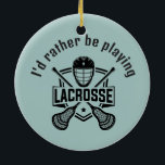Décoration En Céramique Lacrosse Design<br><div class="desc">Lacrosse Design Ceramic Ornament with customizable text and background color.</div>