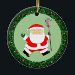 Décoration En Céramique Lacrosse Noël Collectible 2025<br><div class="desc">Cadeau de Noël en crosse créative avec personnage de dessin animé du joueur de crosse du Père Noël. Pour personnaliser modifier le texte pour ajouter le nom et l'année.</div>