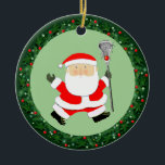 Décoration En Céramique Lacrosse Noël Collectible 2025<br><div class="desc">Cadeau de Noël en crosse créative avec personnage de dessin animé du joueur de crosse du Père Noël. Pour personnaliser modifier le texte pour ajouter le nom et l'année.</div>