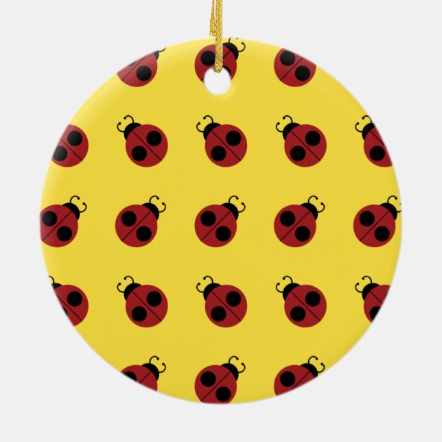 Décoration En Céramique Ladybug 60s rétro cool rouge jaune (Dos)