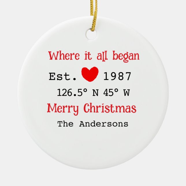 Décoration En Céramique Lake house et. Date année coordonnées personnalisé (Devant)