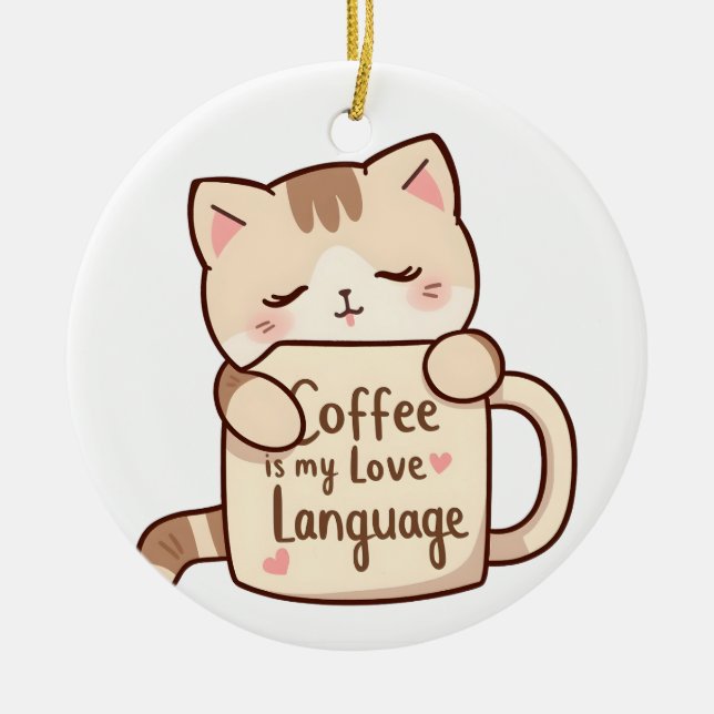 Décoration En Céramique Langage d'amour Café Chat Mignon (Devant)