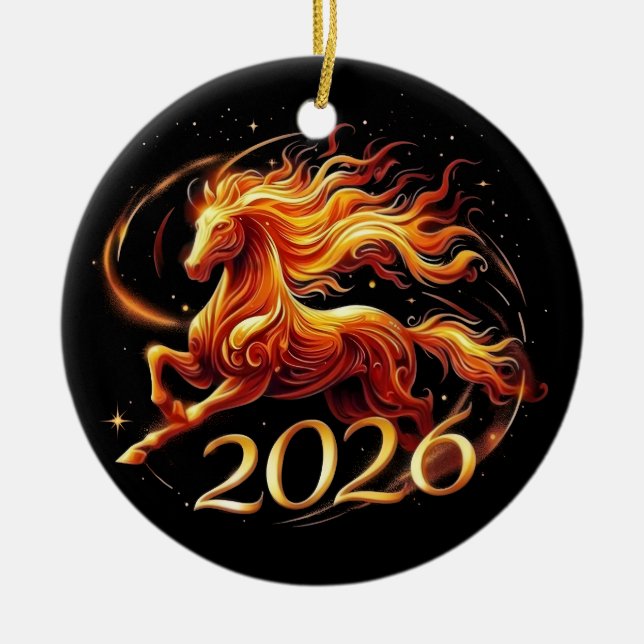 Décoration En Céramique L'Année du Cheval 2026 (Devant)