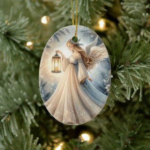 Décoration En Céramique Lanterne de l'Ange Céleste de l'Hiver de Paix