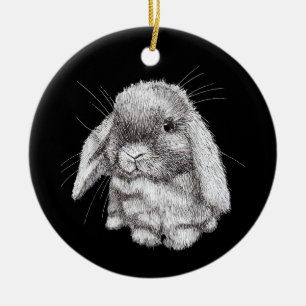 Décoration En Céramique Lapin aux Oreilles Tombantes Croquis Hommes Femmes