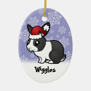 Décoration En Céramique Lapin de Noël (cheveux lisses d'oreille uppy)