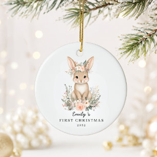 Décoration En Céramique Lapin de Noël personnalisé pour bébé
