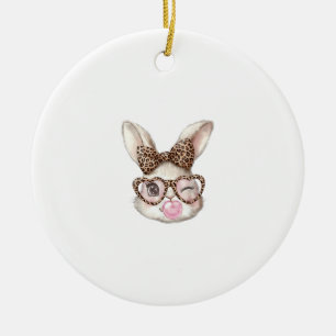 Décoration En Céramique Lapin de Pâques Lunettes Mignonnes Léopard Lapin d