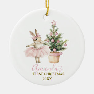 Décoration En Céramique Lapin de Pâques Premier Noël Cadeau Bébé Fille