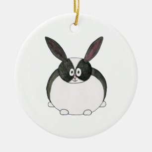 Décoration En Céramique Lapin néerlandais noir et blanc