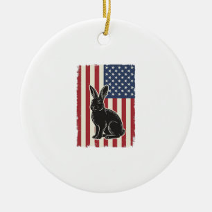 Décoration En Céramique Lapin patriotique Drapeau américain Gravure vintag