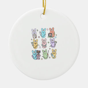 Décoration En Céramique Lapins Groovy Bonbons Échographie Tech Pâques Sono