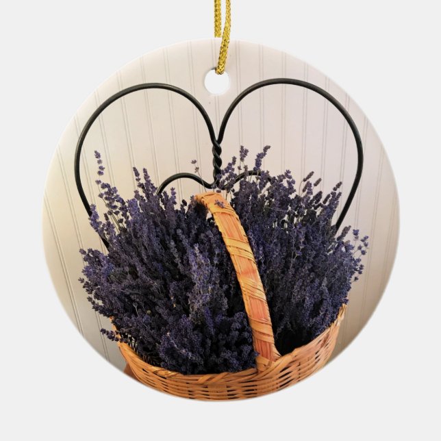 Décoration En Céramique Lavande dans un panier (Devant)