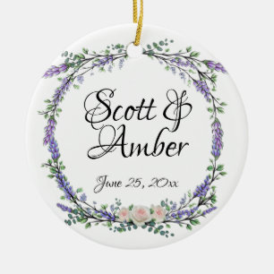 Décoration En Céramique Lavande Eucalyptus rose roses roses blanches