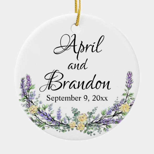 Décoration En Céramique Lavande, roses jaunes et Eucalyptus (Devant)