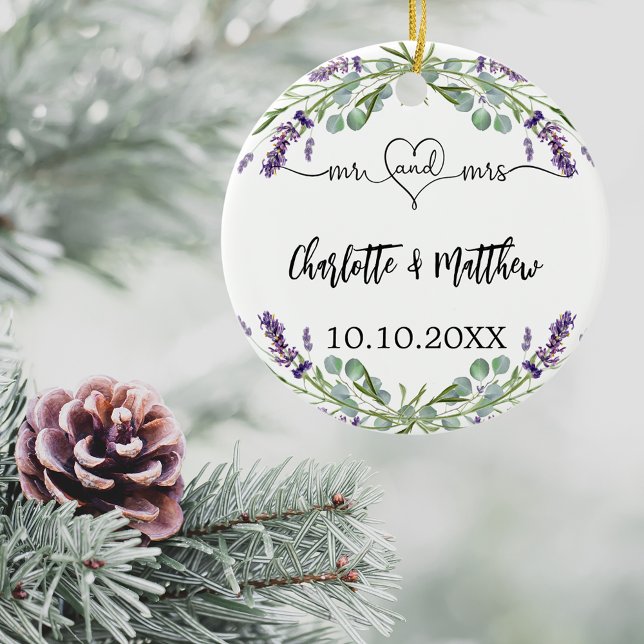 Décoration En Céramique Lavender fleurs noms mrs nouveaux mariés (Créateur téléchargé)