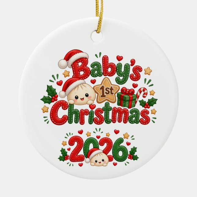 Décoration En Céramique Le 1er Noël de bébé 2026 (Devant)
