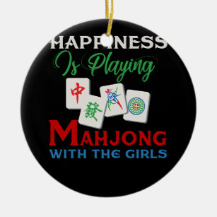 Décoration En Céramique Le Bonheur Est De Jouer Au Mahjong Avec Les Filles