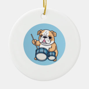 Décoration En Céramique Le Bulldog qui tambourine Rythmes et Bulldog Groov