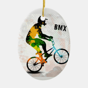 Décoration En Céramique Le cavalier de BMX en peinture abstraite